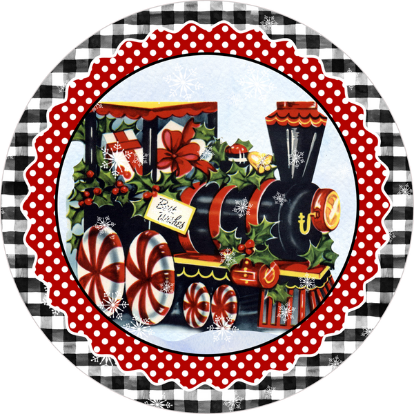 Peppermint Train, Christmas, Peppermint Candy, Sign Wreath Sign, Wreath Center
