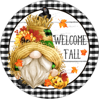 Welcome Fall, Fall Gnome Sign, Wreath Sign, Wreath Center, Wreath Attachment