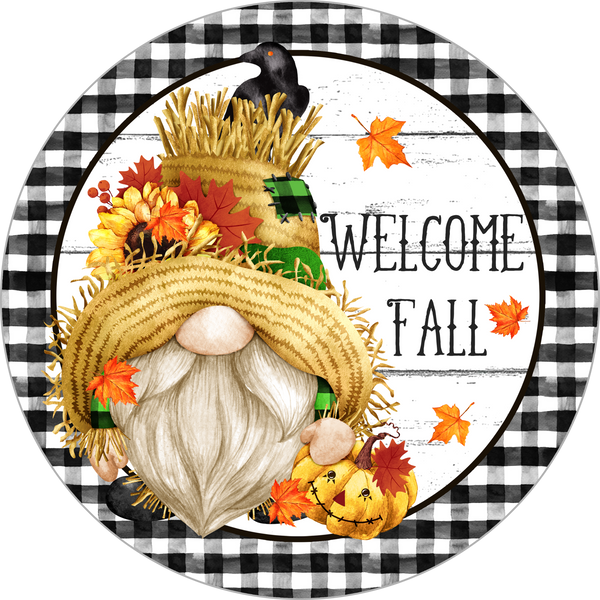 Welcome Fall, Fall Gnome Sign, Wreath Sign, Wreath Center, Wreath Attachment