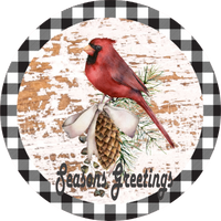 Seasons Greetings, Cardinal Design, Holiday Sign, Christmas Sign, Wreath Sign, Wreath Center