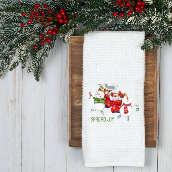 Spread Joy Snowman Tea Towel,  Holiday Tea Towel, Christmas Kitchen Décor, Christmas Party Décor