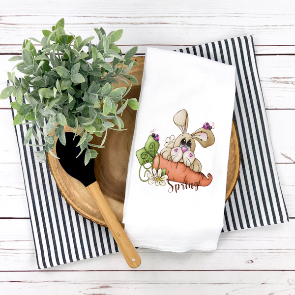Spring Bunny Design, Easter Design, Spring Tea Towel, Kitchen Décor, Hostess Gift