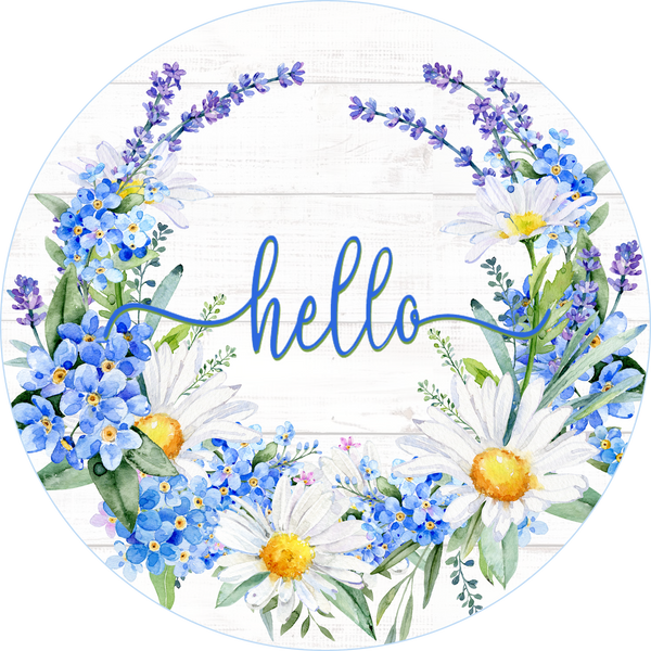 Spring Daisies Hello Sign, Spring Flowers, Wreath Supplies, Wreath Center, Wreath Attachment