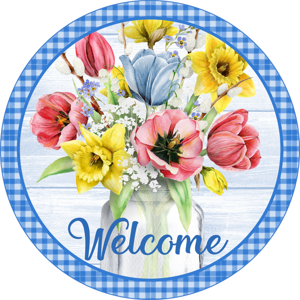 Spring Flower Sign, Wreath Supplies, Wreath Center, Wreath Attachment