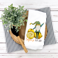 Squeeze The Day Design, Lemon Gnome Design,   Summer Tea Towel,  Kitchen Décor, Hostess Gift