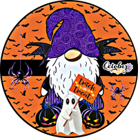 Trick or Treat Gnome Sign, Wreath Sign, Wreath Center, Wreath Attachment