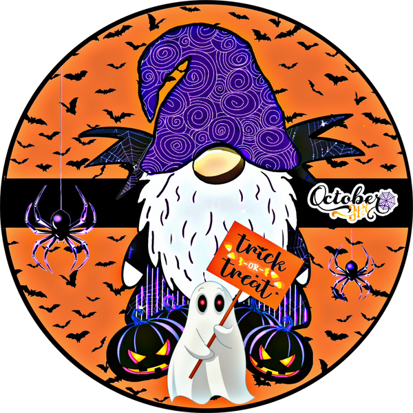 Trick or Treat Gnome Sign, Wreath Sign, Wreath Center, Wreath Attachment