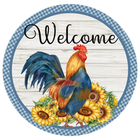 Welcome Rooster Sign, Wreath Sign, Wreath Center, Wreath Attachment