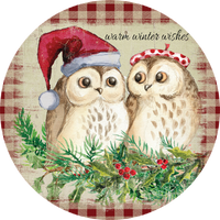 Warm Winter Wishes, Owl Design, Holiday Sign, Wreath Center, Wreath Attachment