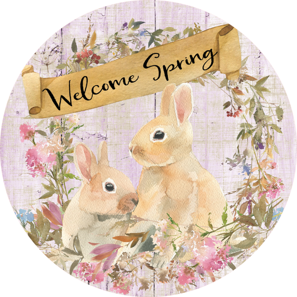 Welcome Spring, Spring Bunnies, Spring Flowers, Wreath Center, Wreath Attachment, Door Décor