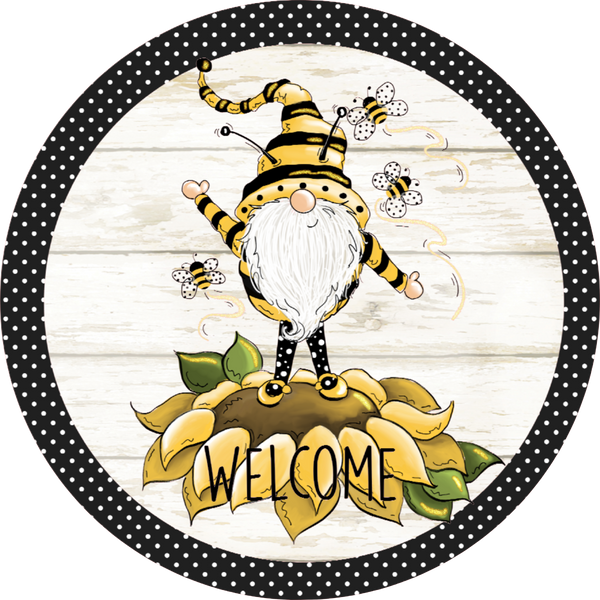 Welcome Sign, Bee Gnome, Sunflower,  Wreath Sign, Wreath Center, Wreath Attachment