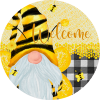 Welcome Gnome Bee Sign, Wreath Supplies, Wreath Center, Wreath Attachment