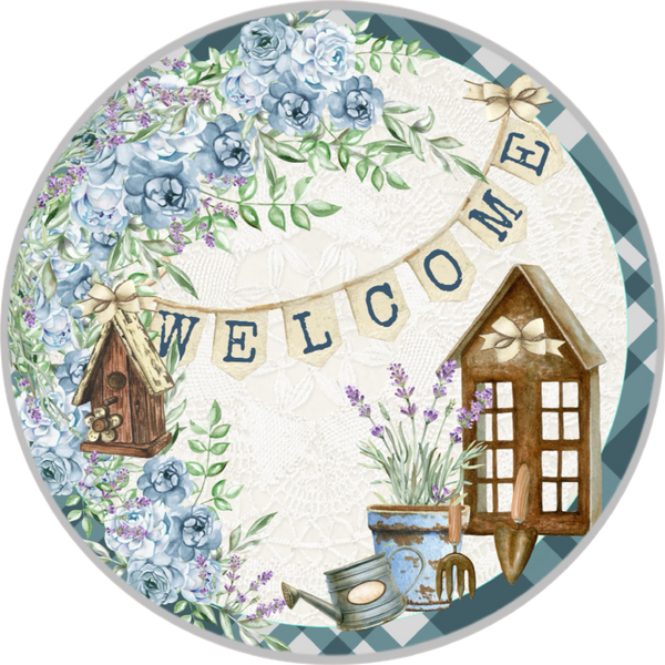 Welcome Spring Sign, Wreath Center, Wreath Attachment