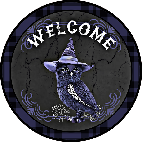 Welcome Blue Owl, Wreath Sign, Wreath Center, Wreath Attachment