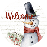 Snowman Sign, Welcome Sign, Holiday Sign, Whimsical Design, Wreath Center, Wreath Attachment