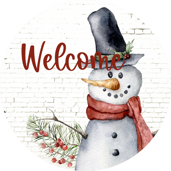 Snowman Sign, Welcome Sign, Holiday Sign, Whimsical Design, Wreath Center, Wreath Attachment