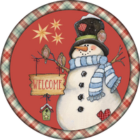 Welcome Snowman Sign,  Holiday Sign, Christmas Sign, Wreath Center
