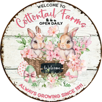 Welcome To Cottontail Farms Sign, Bunnies, Spring Easter Design, Wreath Center, Wreath Attachment