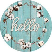 Hello Sign, Cotton, Summer Design, Farmhouse Design, Wreath Sign, Wreath Center, Wreath Attachment