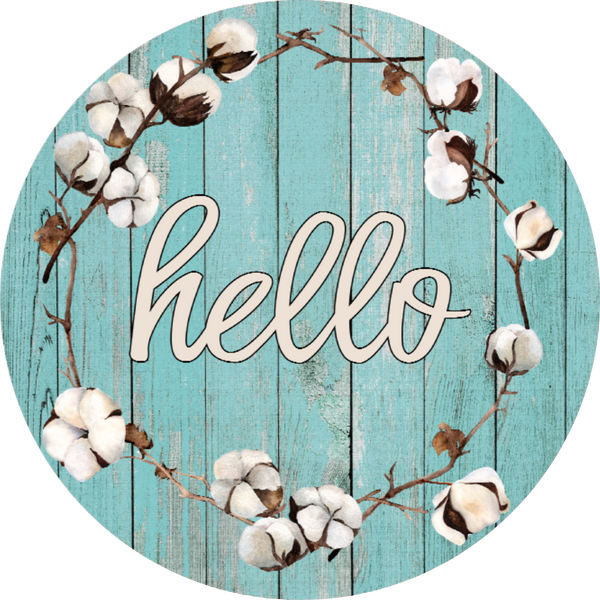 Hello Sign, Cotton, Summer Design, Farmhouse Design, Wreath Sign, Wreath Center, Wreath Attachment