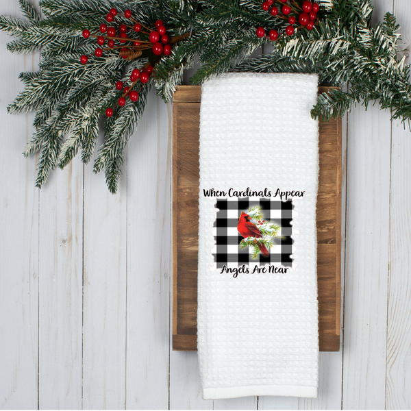 When Cardinals Appear, Holiday Tea Towel, Christmas Kitchen Décor, Christmas Party Décor, Hostess Holiday Gift