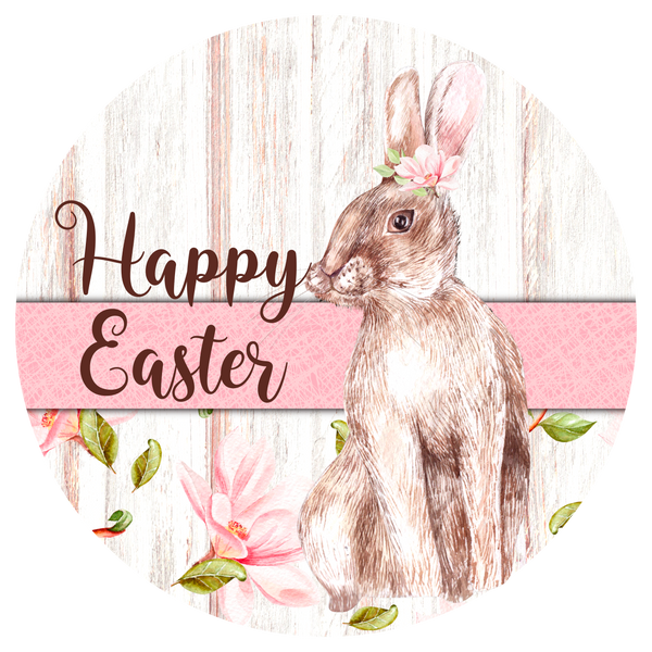 Happy Easter Sign, Spring Rabbit, Wreath Center, Wreath Attachment