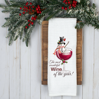 The Most Wonderful Wine of the Year, Holiday Tea Towel, Christmas Kitchen Décor, Christmas Party Décor, Hostess Holiday Gift