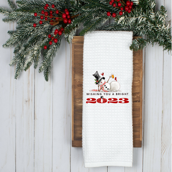Wishing You A Bright 2023, Holiday Tea Towel, Christmas Kitchen Décor, Christmas Party Décor, Hostess Holiday Gift