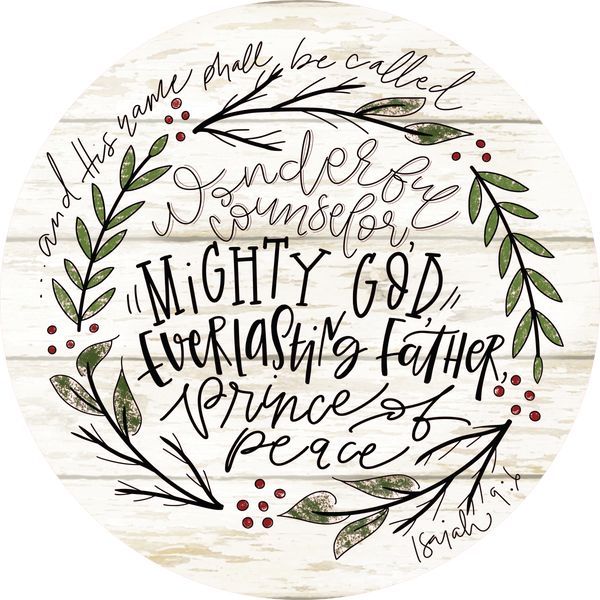 Wonderful Counselor, Prince of Peace Sign, Wreath Sign, Wreath Center, Wreath Attachment