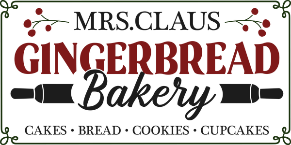 Mrs Claus Gingerbread Bakery, Holiday Sign, Wreath Attachment